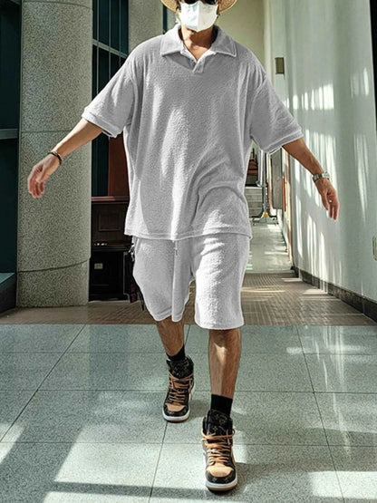 Men's Plus Size Half Sleeve Top and Shorts Set