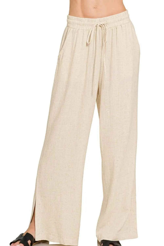 Zenana Linen Drawstring Pants