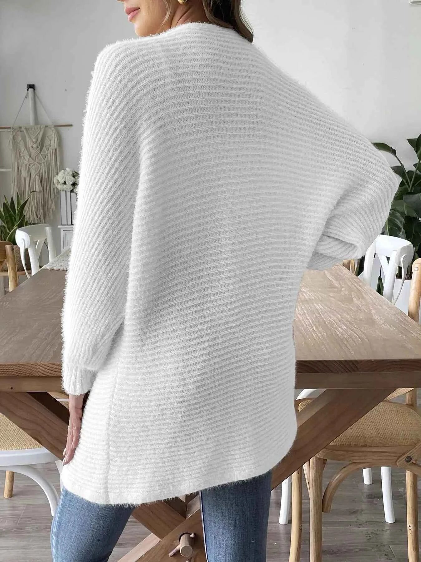 Open Front Drop Shoulder Cardigan