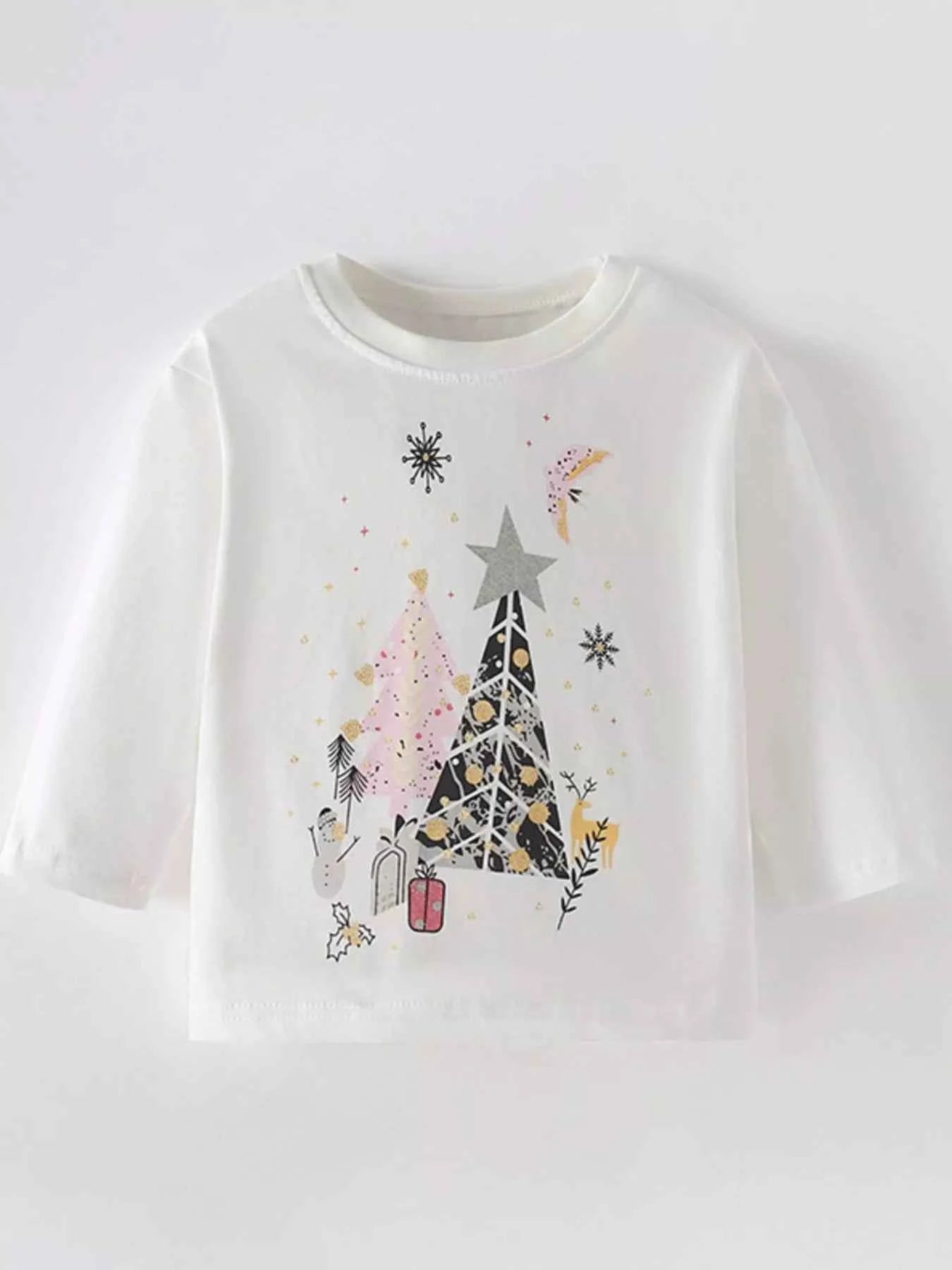 Children's Christmas Tree Graphic Long Sleeve T-Shirt