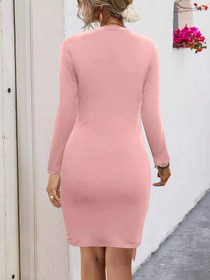 Round Neck Long Sleeve Bodycon Dress