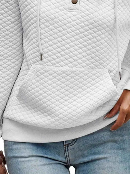 Drawstring Textured Dropped Shoulder Hoodie