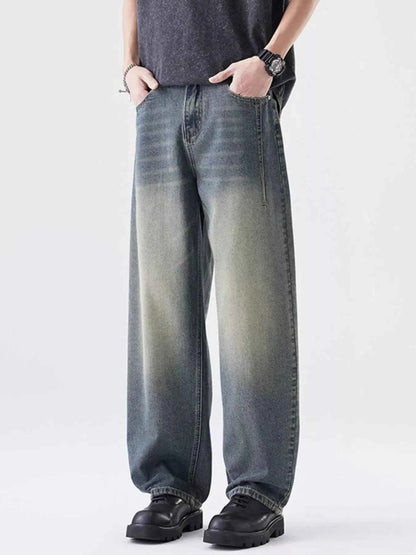 Men's Washed Wide Leg Relaxed Fit Jeans