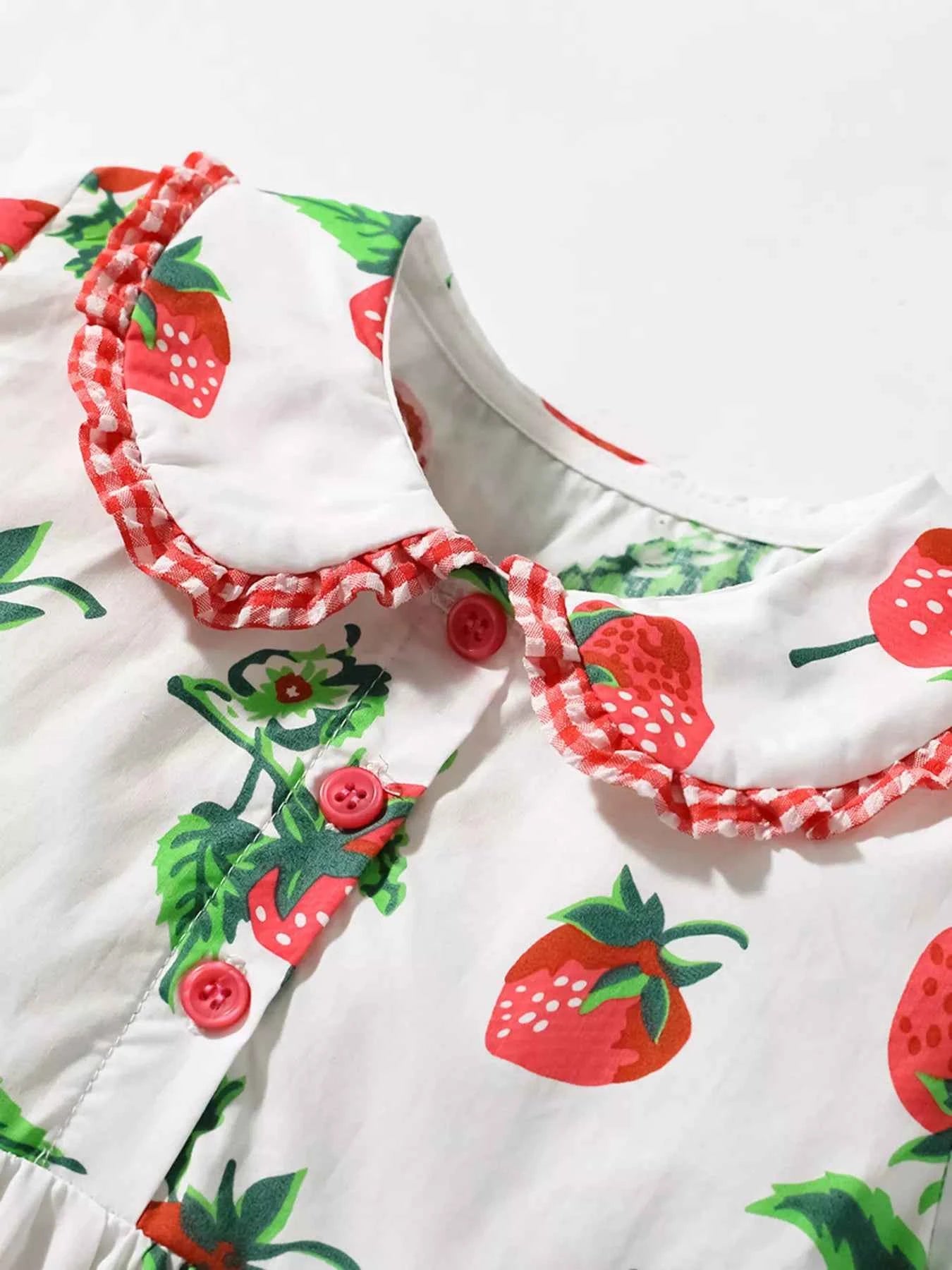 Children's Strawberry Print Peter Pan Collar Dress