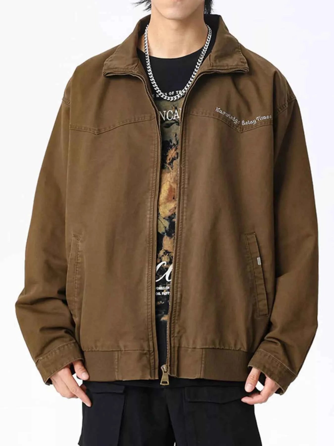 Men's Plus Size Zip Up Long Sleeve Jacket