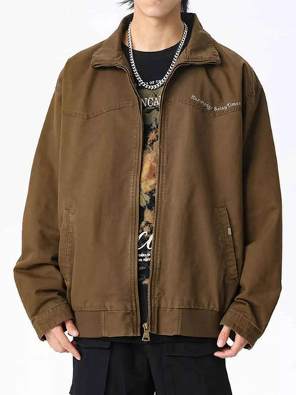 Men's Plus Size Zip Up Long Sleeve Jacket