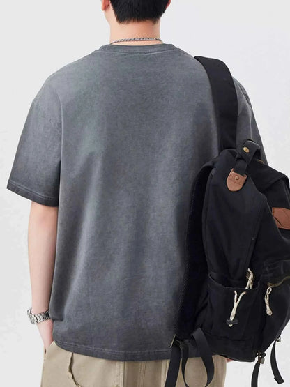 Men's Plus Size Letter Round Neck Short Sleeve T-Shirt