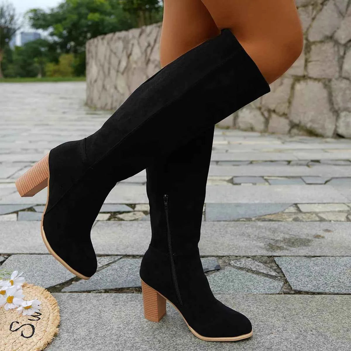 Point Toe Block Heels Boots