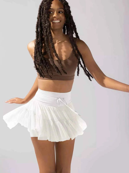 Tiered Skort with Drawstring