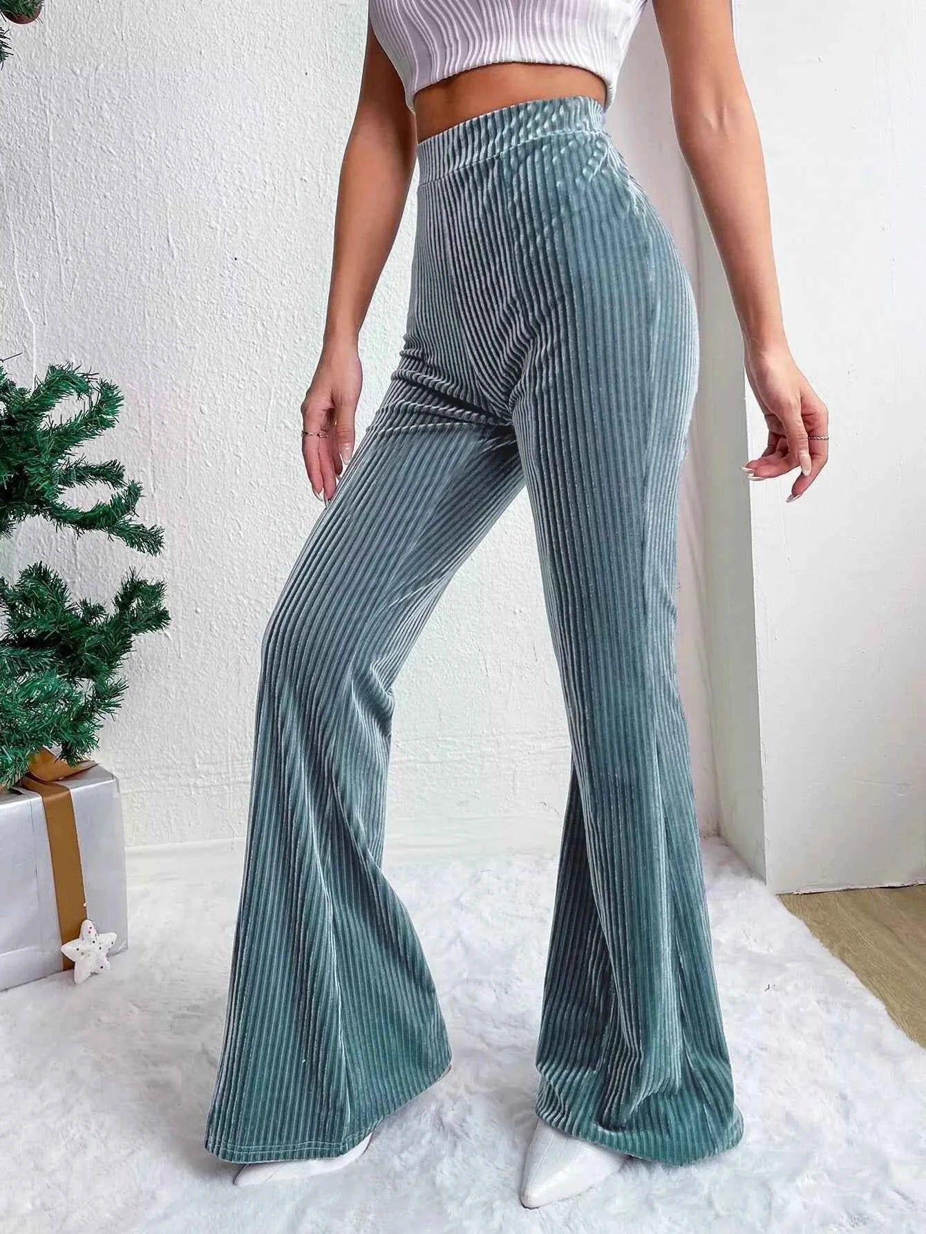 Corduroy High Waist Flare Pants