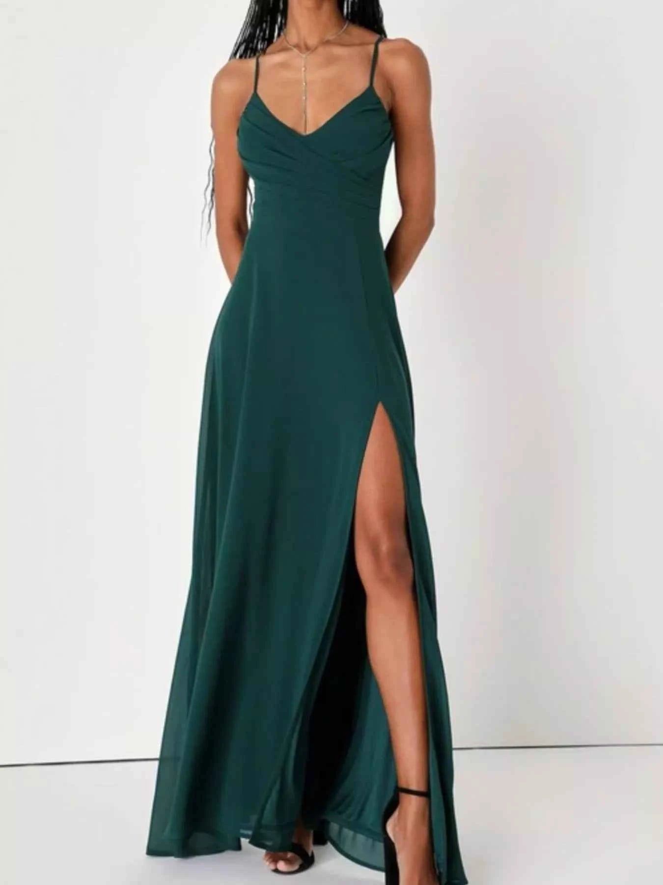 Crisscross Back Slit Maxi Dress