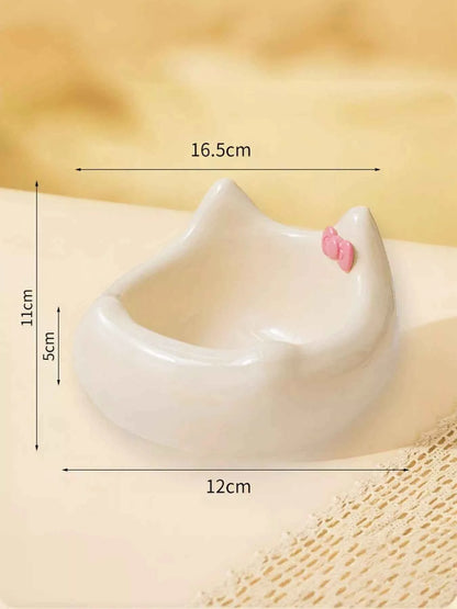 Ceramic Pet Bowl with Bowknot