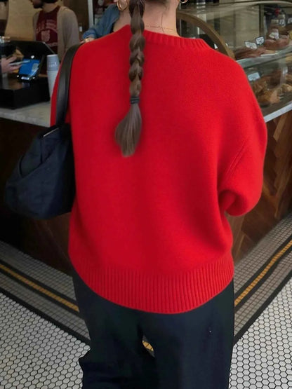 Ribbed Crewneck Drop Shoulder Sweater