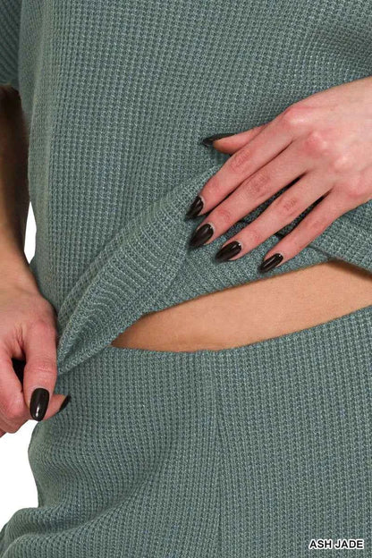 Zenana Mock Neck Top and Pants Sweater Set