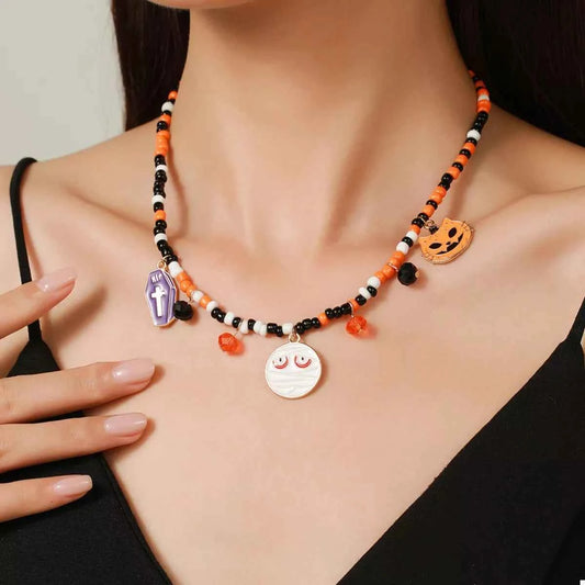 Halloween Charm Beaded Necklace