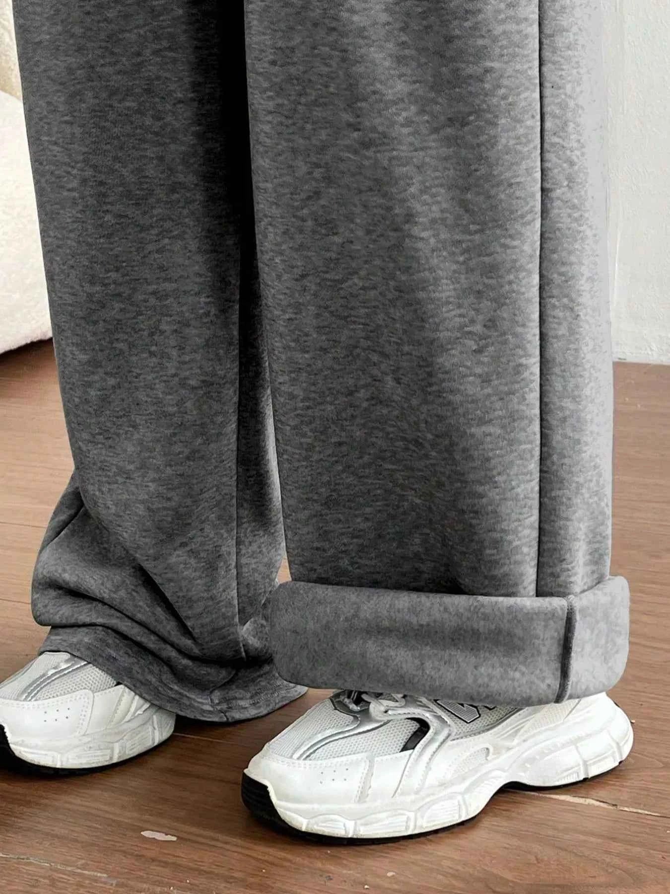 Casual Drawstring High Waist Wide Leg Sweatpants