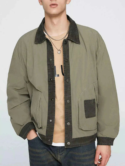 Men's Plus Size Snap Down Long Sleeve Jacket