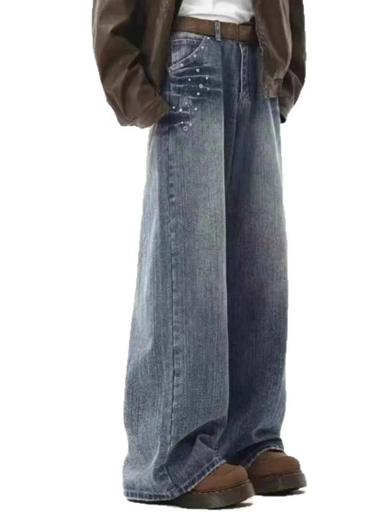 Men's Embellished Wide Leg Jeans