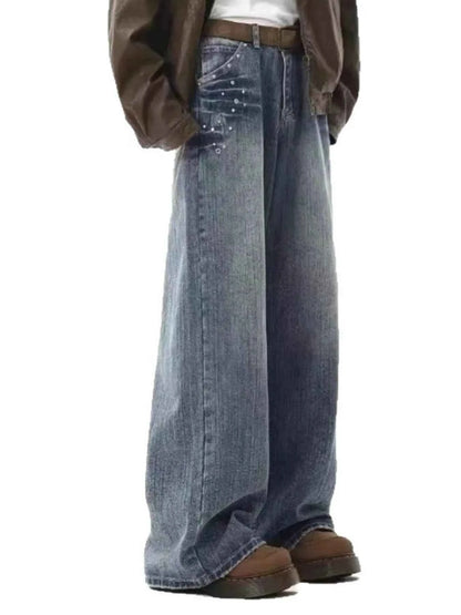 Men's Embellished Wide Leg Jeans