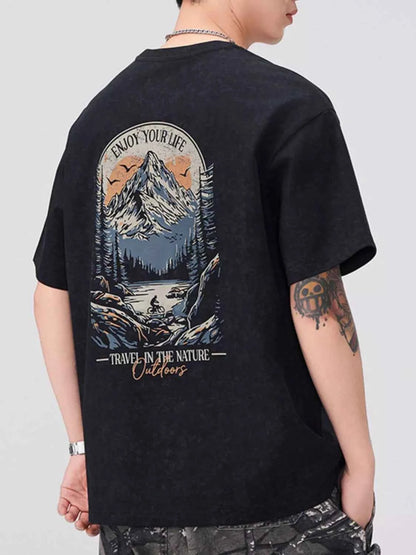 Men's Graphic Round Neck Short Sleeve T-Shirt