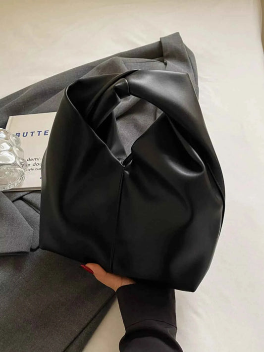 Knot Handle Leather Handbag