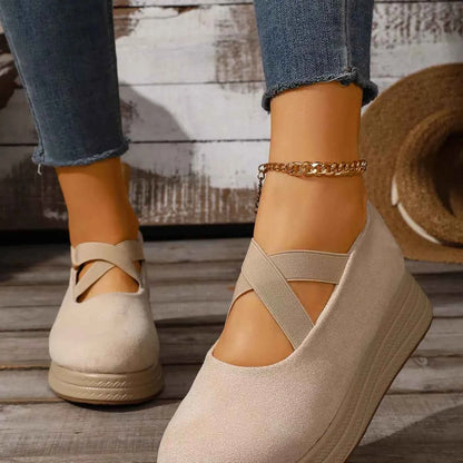 Crisscross Wedge Slip-Ons