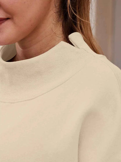 Mock Neck Dropped Shoulder Sweatshirt