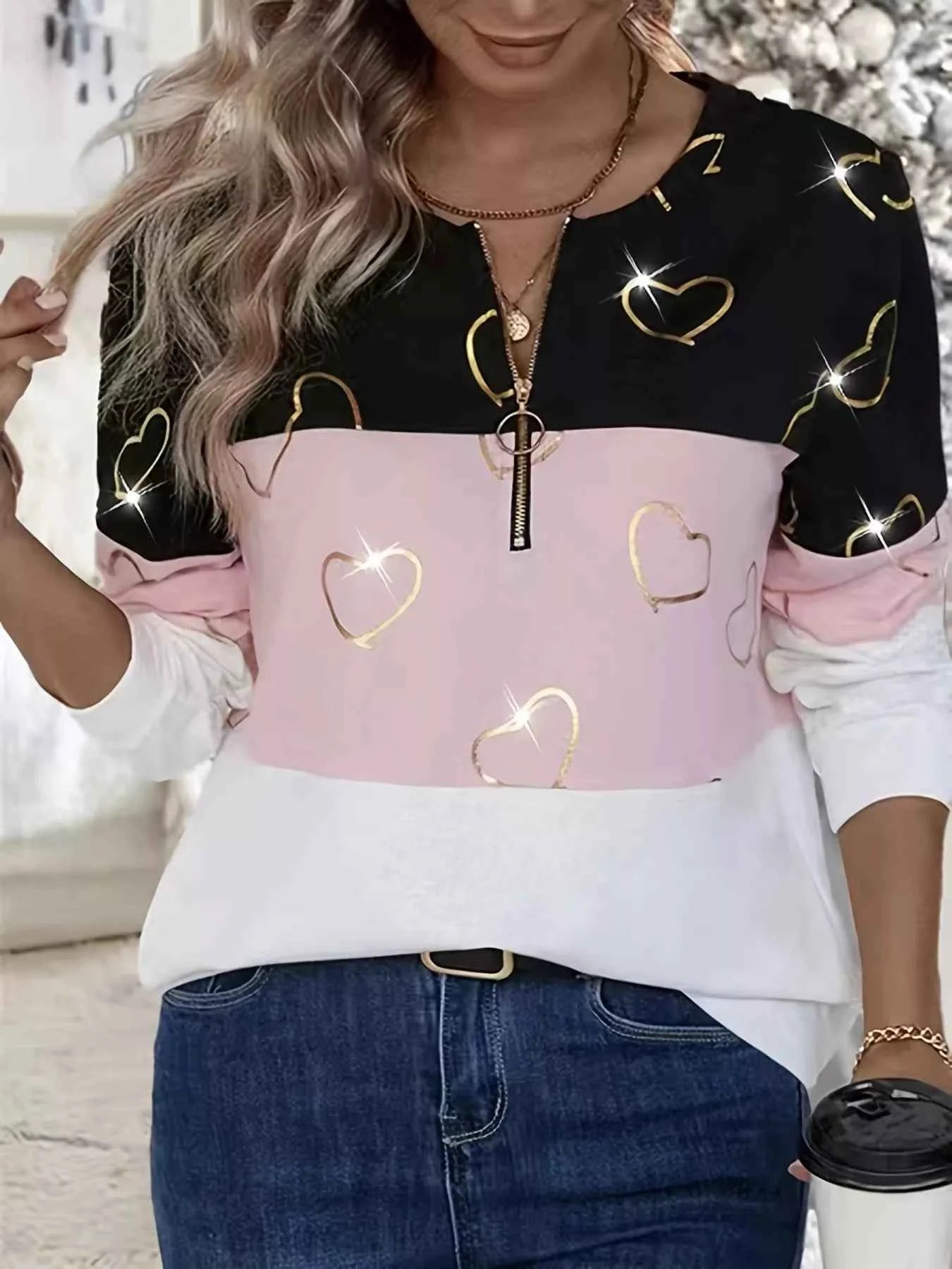 Striped Quarter Zip Long Sleeve Top