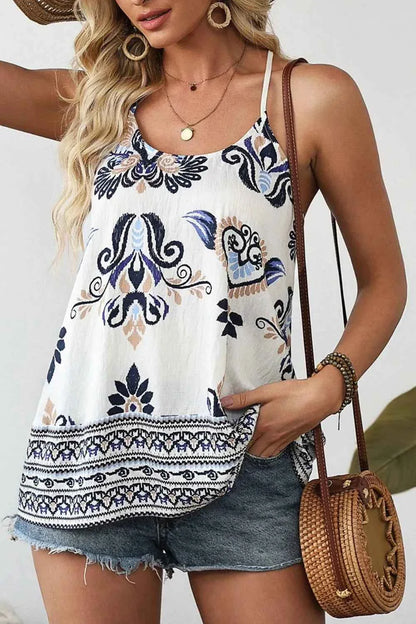Bohemian Fashion Print Spaghetti Straps Loose Tank