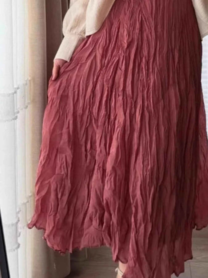 Ruched Elastic Waist Skirt