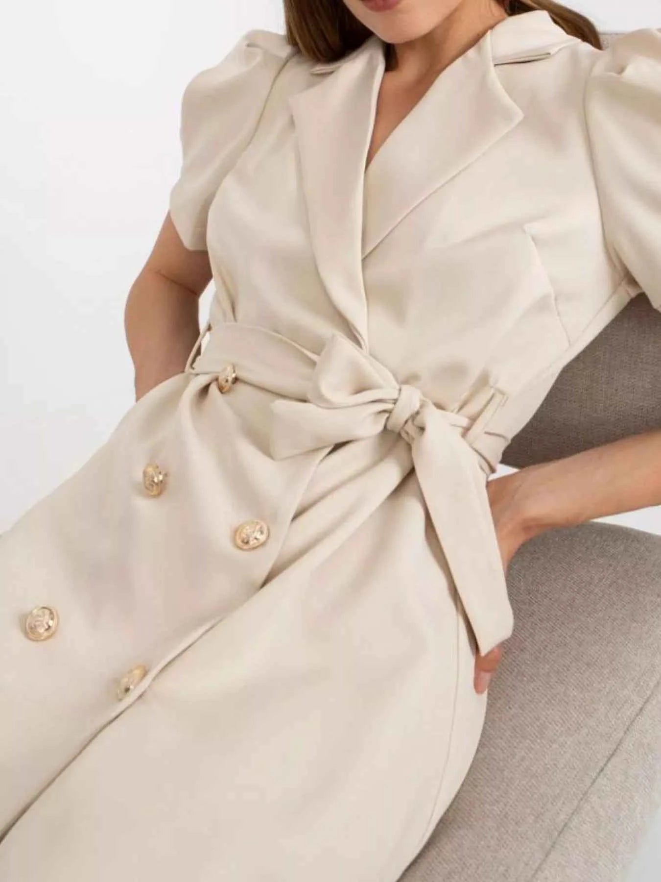 Blazer Style Tie Waist Mini Dress
