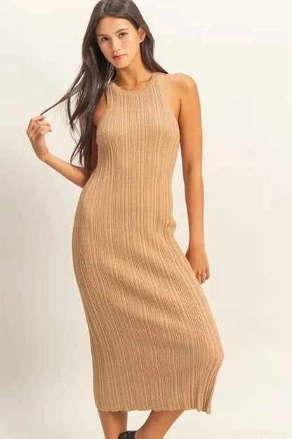 HYFVE Round Neck Bodycon Ribbed Knit Dress