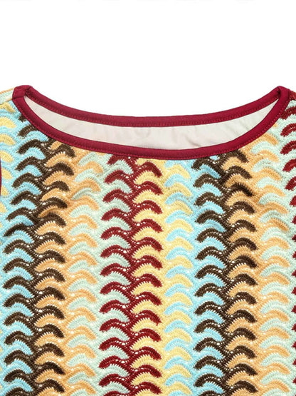 Sleeveless Chevron Pattern Sweater Dress