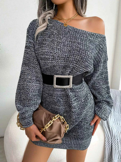 Multi-Color One-Shoulder Sweater Dress