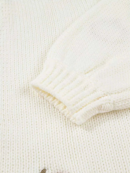 Halloween Pumpkin Embroidered Knit Cardigan