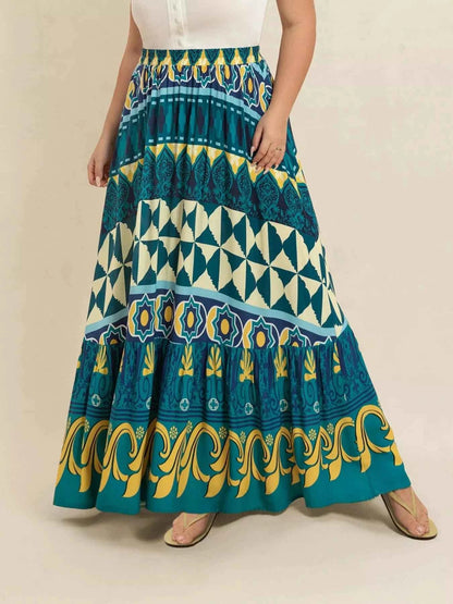 Plus Size Printed Maxi Skirt