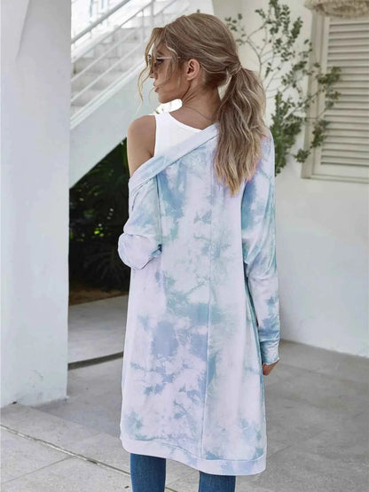 Tie-Dye Oversized Open Front Cardigan