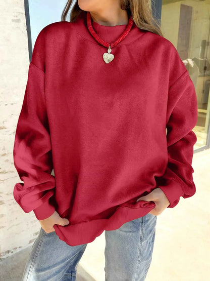 Casual Solid Color Mock Neck Sweatshirt