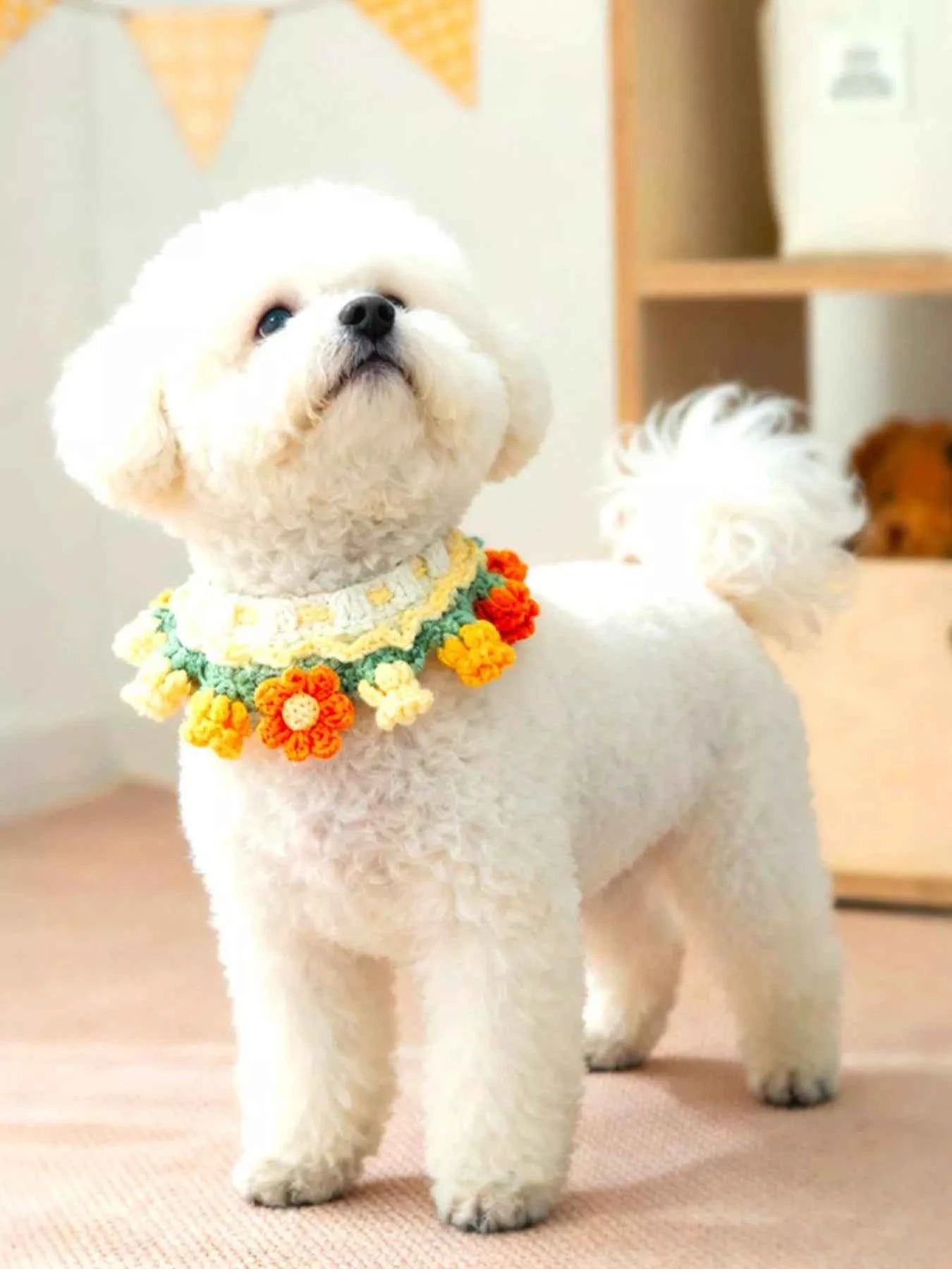 Handmade Crochet Floral Pet Scarf