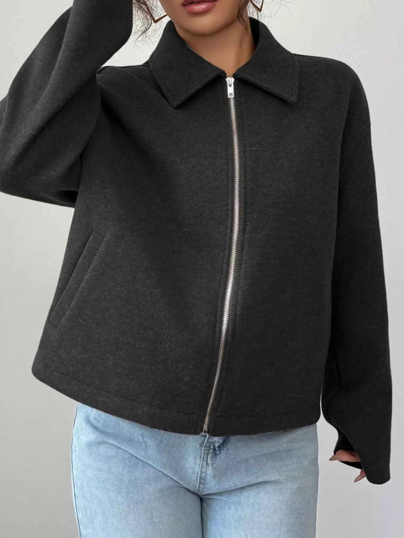 Casual Zip-Up Long Sleeve Jacket