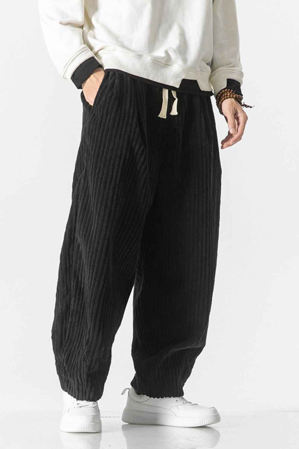 Men's Plus Size Corduroy Wide Leg Casual Pants