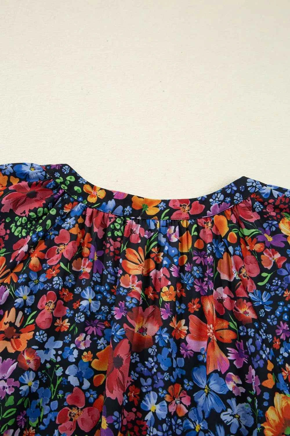 Floral Print Flounce Sleeve Dress