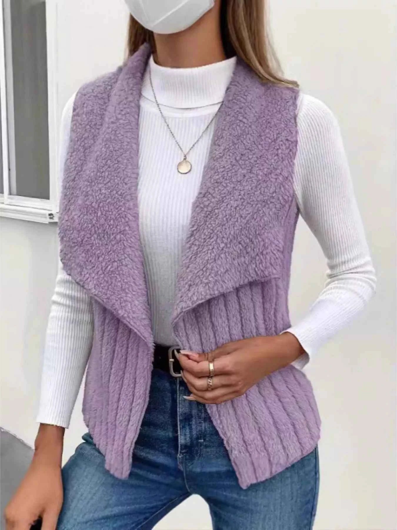 Cozy Fleece Open Front Vest Coat