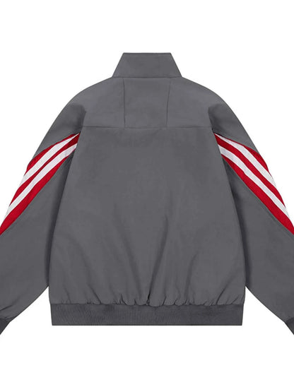 Men's Striped Zip Up Long Sleeve Jacket