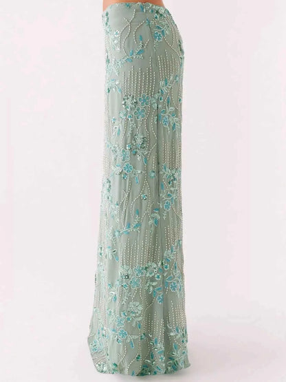 Embroidered Sequin Maxi Skirt