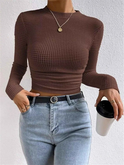 Waffle Knit Long Sleeve T-Shirt