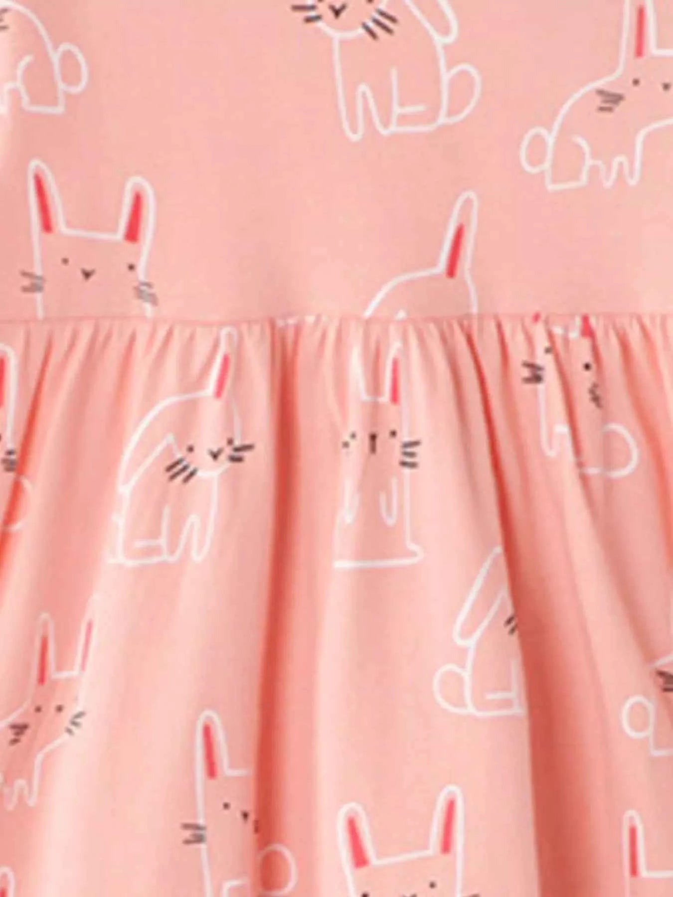 Children's Cute Rabbit Print Round Neck Dress