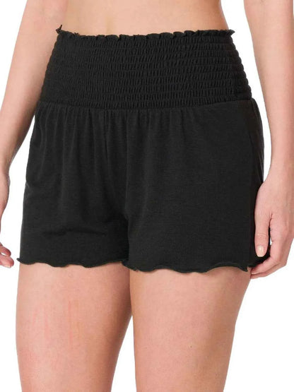 Zenana Elastic Waist Smocked Shorts
