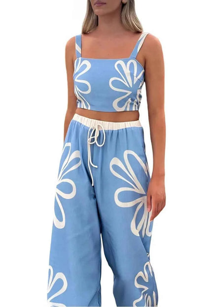 Smocked Square Neck Cami and Pants Set