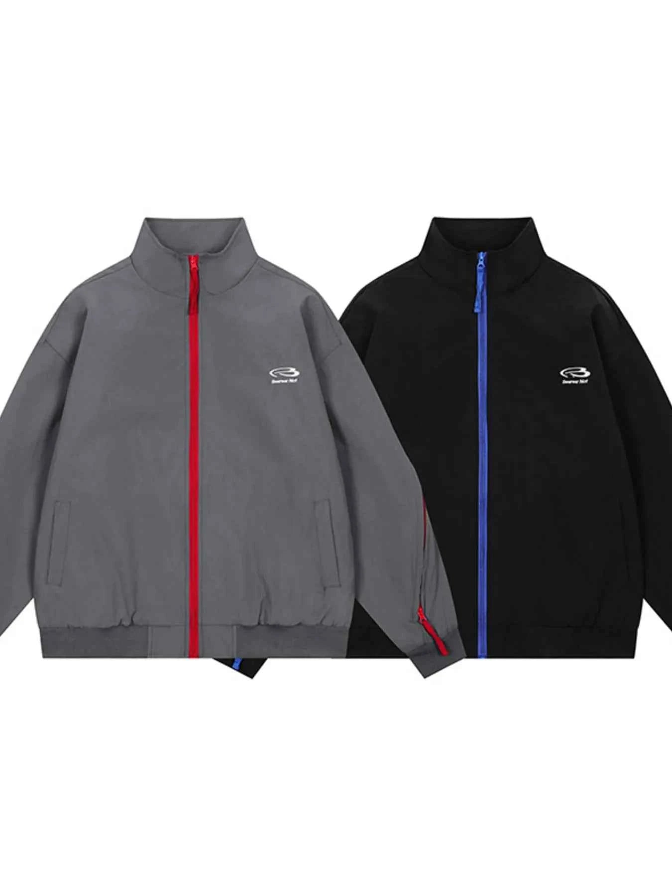 Men's Striped Zip Up Long Sleeve Jacket